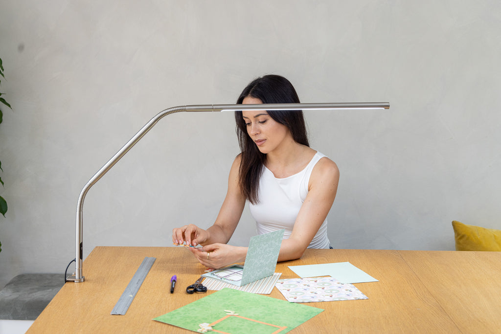 Slimline 4 Table Lamp – Brushed Steel